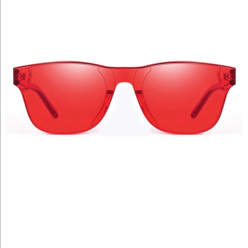 Rimless Wayfarer Sunglasses Retro Red Classic NEW - Picture 3 of 6